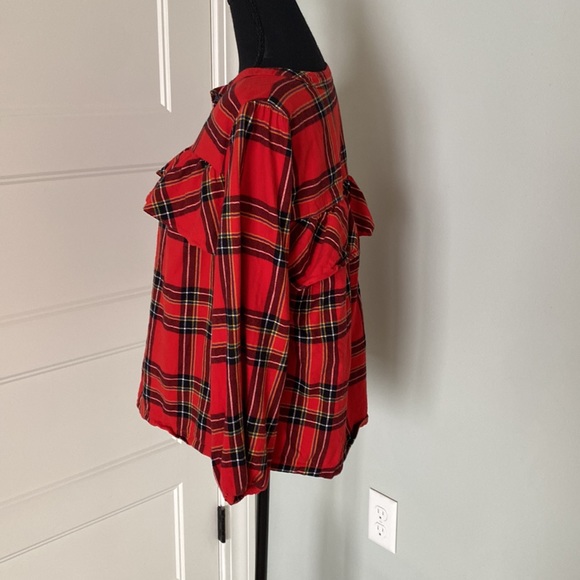 JCrew flannel with ruffle detail. - Picture 3 of 5